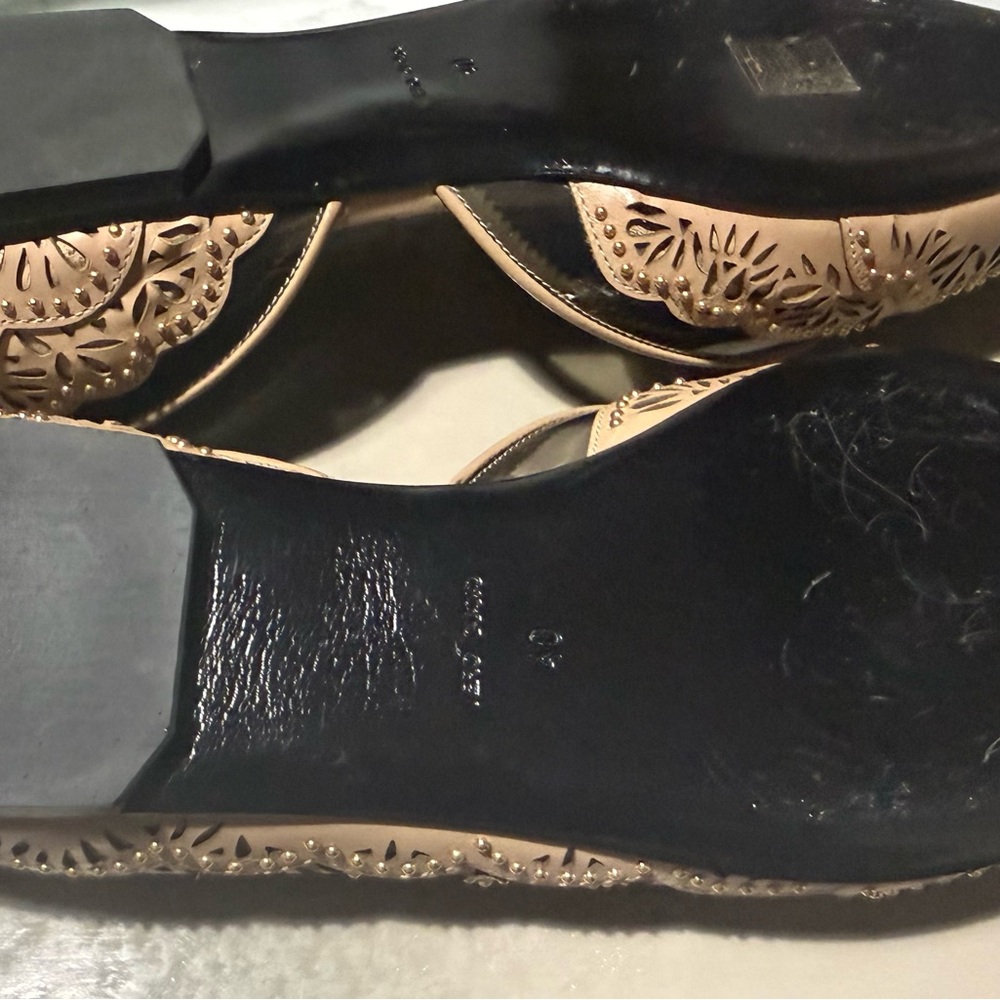 Ermanno Scervino Tan Laser-Cut Leather Flats - Picture 4 of 8